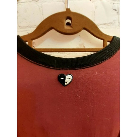 Catherine Malandrino "Paris Je T'aime" Oversized   Top Size Small Burgundy - Picture 3 of 5